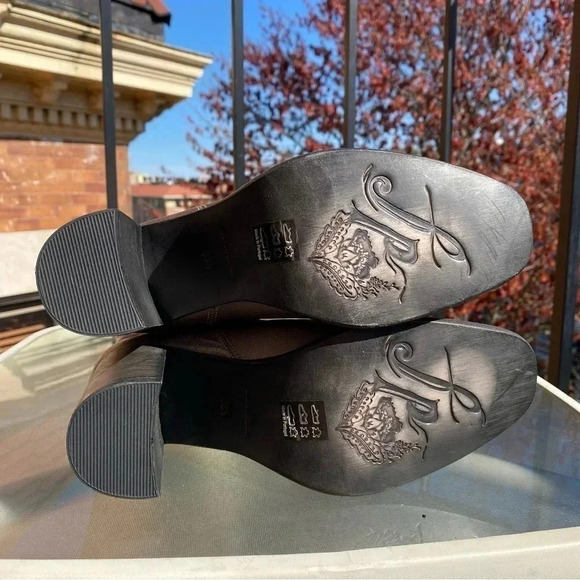 New Free People Grayson Tall Knee High Boots Leather Heeled Pewter Metallic - Picture 11 of 12